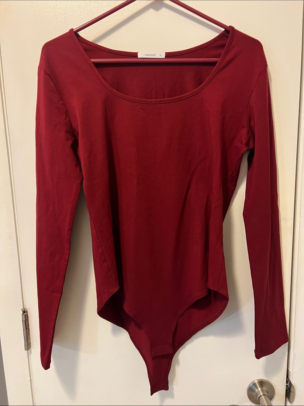 Burgundy Scoop Neck Long-Sleeve Bodysuit